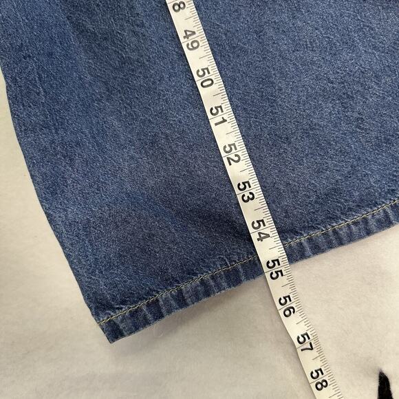 Y2K Denim Wide Leg Jumpsuit Womens M Blue Spaghetti Strap Back Zipper Pockets - Picture 10 of 14